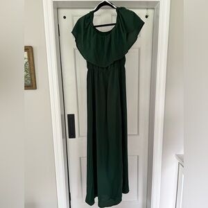 XL Green off-shoulder maxi dress NWOT